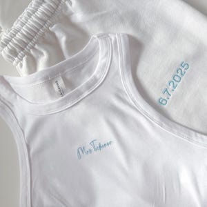 bride tank sweatpants set | bride embroidered tank top | gift for bride | bride matching sweatsuit | Mrs embroidered tank top with last name