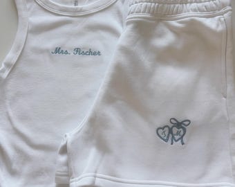 Ensemble débardeur et pantalon de jogging brodés Bride | ensemble sweat mariée | Débardeur de mariée | tenue de célibataire | tenue de célibataire mariée | débardeur de mariée