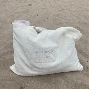Bride Tote, Mrs Tote Bag, Mrs Beach Tote for Bride, Bride Beach Tote Bag, Honeymoon Tote Bag, Teddy Tote Bag, Terry Cloth Tote Bag
