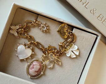 Benutzerdefinierte Charm Halskette | Chunky Gold Filled Kette, Vintage-Charms