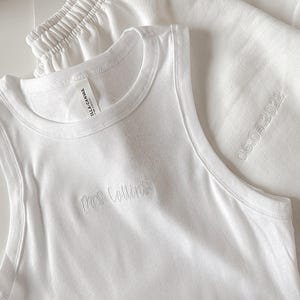 bride tank sweatpants set | bride embroidered tank top | gift for bride | bride matching sweatsuit | Mrs embroidered tank top with last name