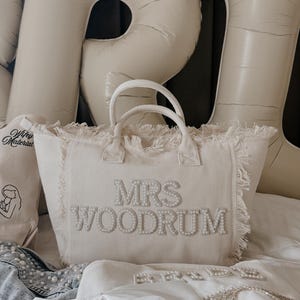Personalized Bride Canvas Tote | Honeymoon Travel Bag