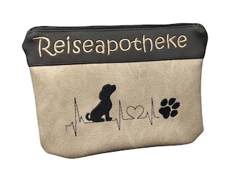 Kleines Täschchen Reiseapotheke, Krimskrams Tasche, Täschchen Hundereiseapotheke, Hundeapotheke, Retriever EKG, Reißverschlusstasche