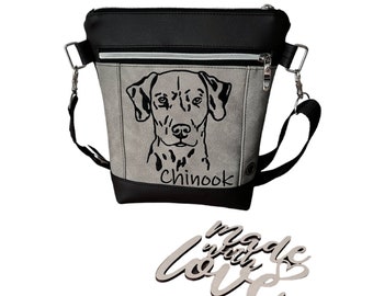 Gassitasche / Schultertasche mit Hund "Dalmatiner" bestickt, personalisierbar, Jagdhund, Crossbody, kleine Tasche