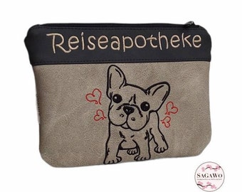 Kleine Reißverschlusstasche,  Täschchen, Hundereiseapotheke, Hundeapotheke Retriever Frenchi Französische Bulldogge, Bully