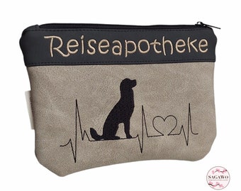 Kleines Täschchen für die Reiseapotheke, Krimskrams Tasche, Kulturtasche Hundereiseapotheke, Hundeapotheke Retriever EKG