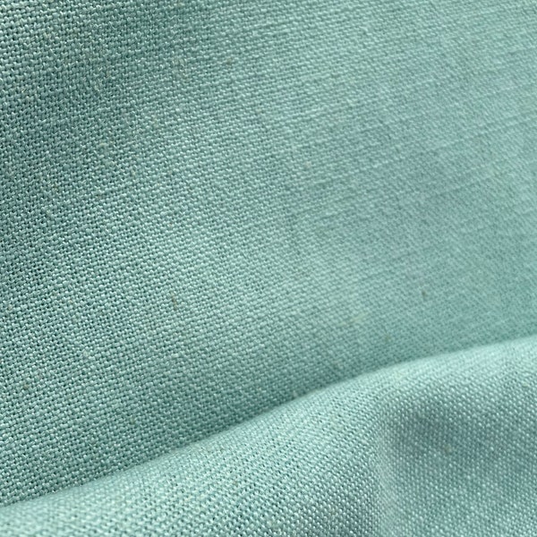 Teal Linen Blend - Solid Aqua teal blue fabric for home decor heavyweight linen blend polyester blend turquoise curtain fabric