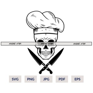 Skull chef hat crossed-knives SVG Download Cut File , Skull Svg png, Sugar Skull Day of the Dead, Silhouette, Clipart, Svg Vector Knife svg