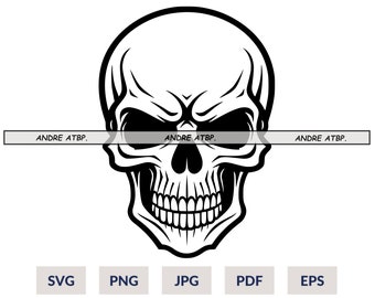 Skull SVG, Skull Clipart, Skull Cut File For Cricut , Skull Png , Skull vector, Skull Silhouette, eps, jpg, png, pdf