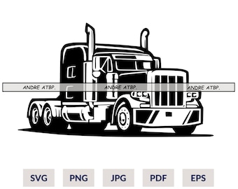 Camión semirremolque Svg, Camión semirremolque Png, Conductor de camión Png, Camionero Svg, Camión de 18 ruedas Svg, Clipart de camión, Archivos de corte para Cricut, Clipart, Svg, Png, Eps