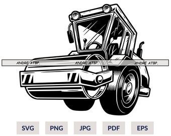 Asphalt Steam Roller SVG, Construction Vehicle SVG, Heavy Machine Machinery Highway Road, Builder Building Build Mine Mining Roll Tool Art