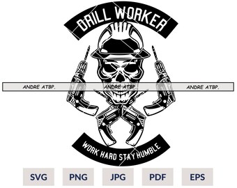 Skull with Drill Svg, Carpenter Repair Skull Svg, Carpenter Svg, Skull Svg, Repair Svg, Hammer Svg, Repairman Svg, Carpenter files