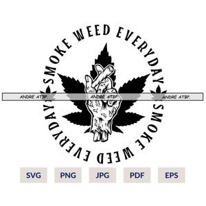 Mano de zombi fumando porro PNG / Fumar marihuana porro SVG / Hierba 420 Porro Ganja / Archivos de corte Clipart Vector Digital Pdf Png Eps Jpg