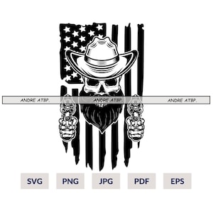 US Cowboy Skull Svg | Western Skull Svg | Western Cowboy Skeleton Svg | Cowboy Skull Png | Skull Svg | Bearded skull Png | Skull cowboy svg