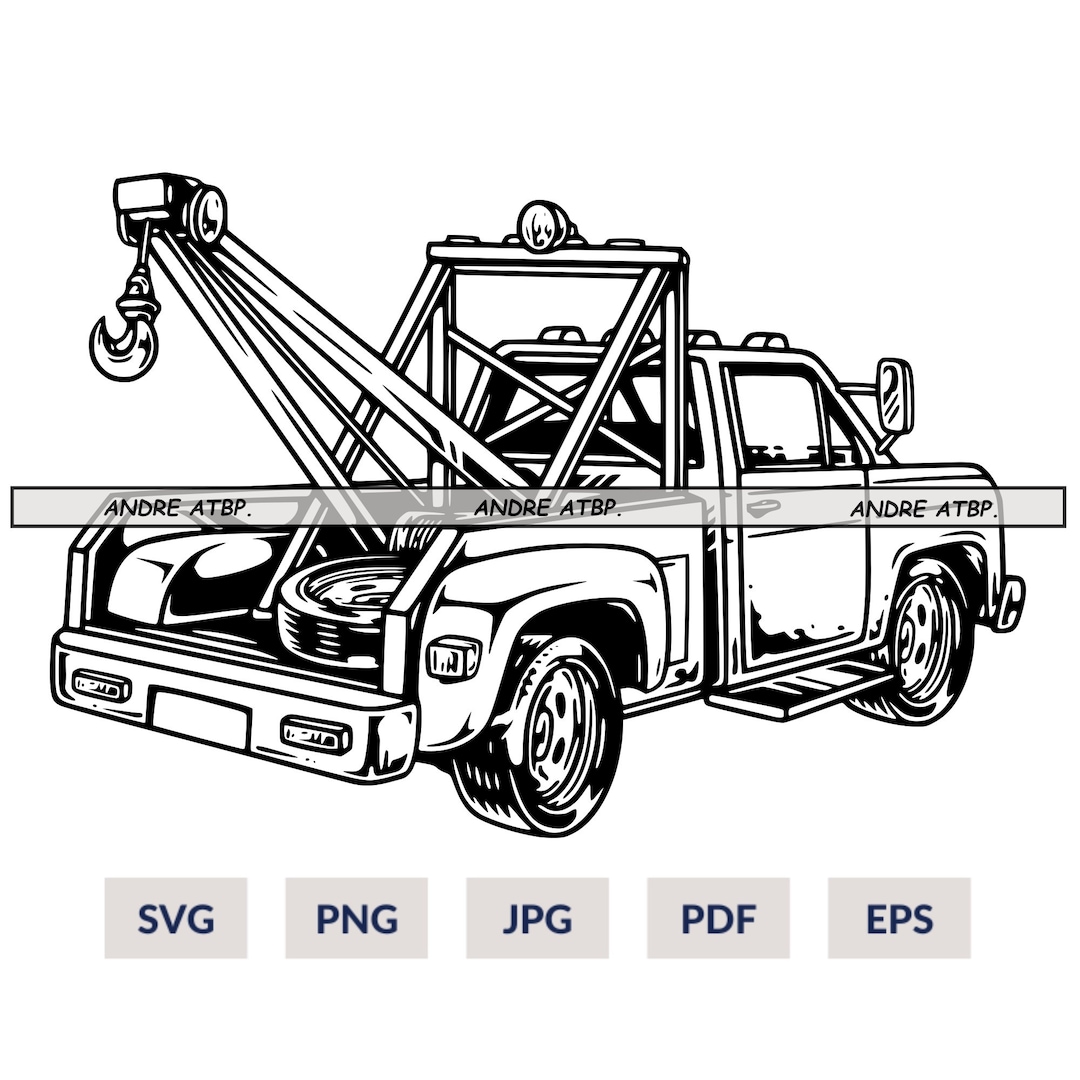 Tow Truck SVG, Vintage Car Towing SVG, Tow Truck Clipart, Towing Truck