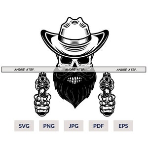 Cowboy Skull Svg | Western Skull Svg | Western Cowboy Skeleton Svg | Cowboy Skull Png | Skull Svg | Bearded skull Png | Skull cowboy cricut