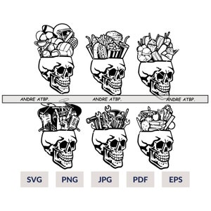 Skull Set Svg | Skull Head Svg | skeleton svg Skull Clipart | Skull Illustration | Skull Shirt | Skull Silhouette | Skull Cut Files | bundle
