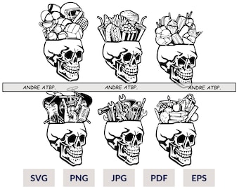 Skull Set Svg | Skull Head Svg | skeleton svg Skull Clipart | Skull Illustration | Skull Shirt | Skull Silhouette | Skull Cut Files | bundle