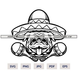 Mexican Hat Svg, Pug with Mexican hat and Maracas Svg, Cinco de Mayo Svg, Pug Svg, Mexican holiday Svg, Happy Cinco de Mayo Svg, Maracas Svg