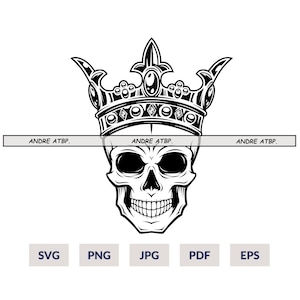 King Skull Svg, Skull Svg, Skull King Svg, King Skull Clipart, Skeleton Svg, Skull Clipart, Skull Vector, Skull Cricut, Sugar Skull Svg Png