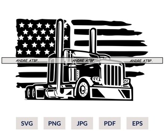 US Semi truck Svg, Semi Truck Png, Truck Driver Png, Trucker Svg, 18 Wheeler Svg, Truck Clipart, Cut Files for Cricut, Clipart, Svg, Png,Eps