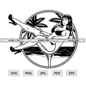 Pin up Girl in glass Svg, Pinup Girl Svg, Pinup Girl Png, Pin up Girl Svg, Stripper Girls Svg, Bad Girl Svg