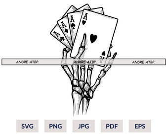 Skeleton hand with four aces svg, Four Aces SVG, Skeleton Cards Svg, Playing Cards Svg, Skeleton Poker Svg, Poker Svg, 4 Aces Svg,Rocker Svg