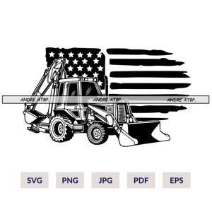 US Backhoe-Loader Clipart-Vector Clip Art Graphics-Digital Download Image-Cut Ready Files-CNC-Vinyl Sign Design-Logo-eps, svg, png,pdf