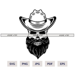Cowboy Skull Svg | Western Skull Svg | Western Cowboy Skeleton Svg | Cowboy Skull Png | Skull Svg | Bearded skull Png | Skull cowboy cricut