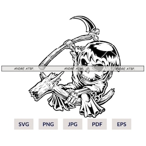 Grim Reaper Svg | Skeleton Svg | Death Svg | Horror T-Shirt | Halloween Svg | Grim Reaper Decal | Cricut & Silhouette | Printable | Png Eps