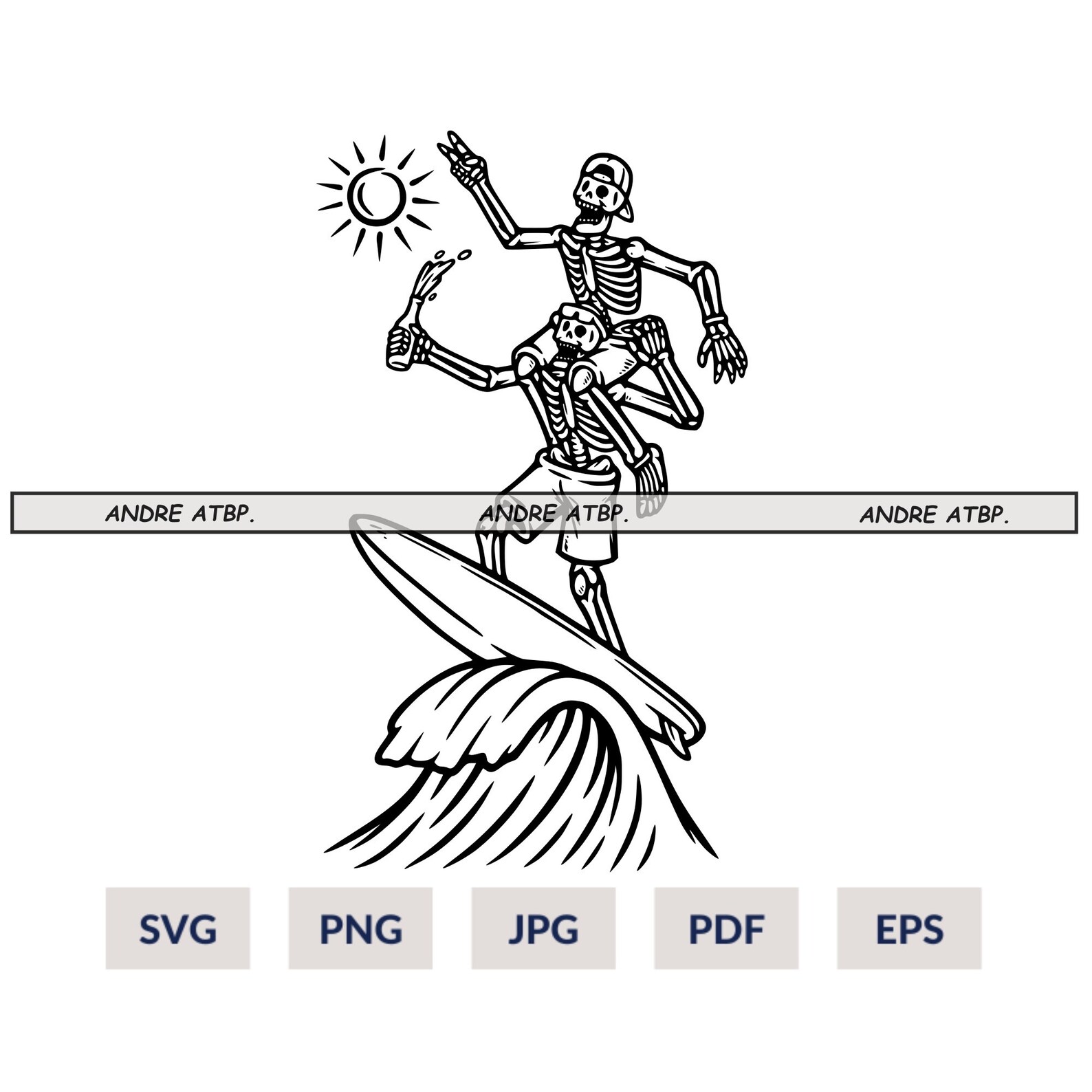 Surfing Skeletons SVG, Surf T-shirt Logo Graphics, Cut Files, Surfer ...