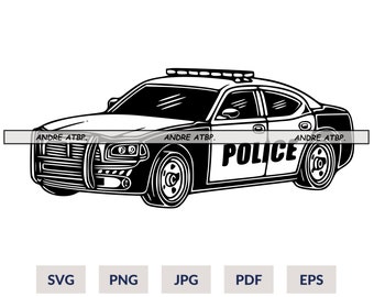 Police Car SVG, Police Car Png, Police Car Clipart, Police Svg, Policeman Svg, Police Car Cut file, Silhouette, Svg, Png, Eps, Pdf, Vector