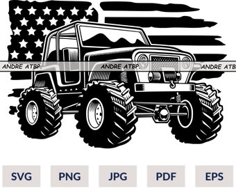 US Off Road Vintage Truck SVG, Monster Truck Svg, American Muscle Car SVG, Vintage Truck Svg, Off Road Truck Svg, Truck Svg, Vintage Clipart