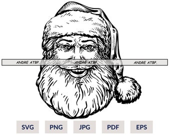 Santa svg, santa head svg, christmas svg, santa svg file, santa svg cut file, santa png, svg files, cricut silhouette svg cut cutting file