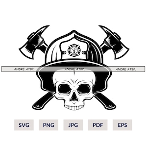 Firefighter Skull Svg File | Firefighter svg | Fireman svg | Firefighter Shirt | Firefighter Png | Firefighter Clipart | 911 Svg | Cut files