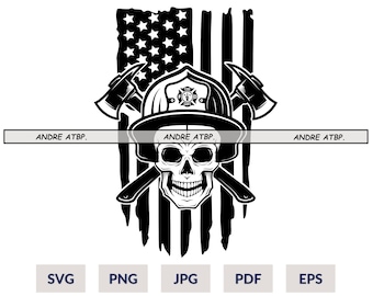 US Firefighter Skull Svg | Firefighter svg | US Firefighter svg | Firefighter Shirt | Firefighter Png | Firefighter Clipart | Cutting files