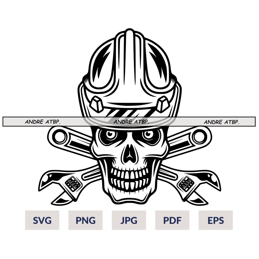 Skull With Crossed Monkey Wrench Svg, Carpenter Repair Skull Svg