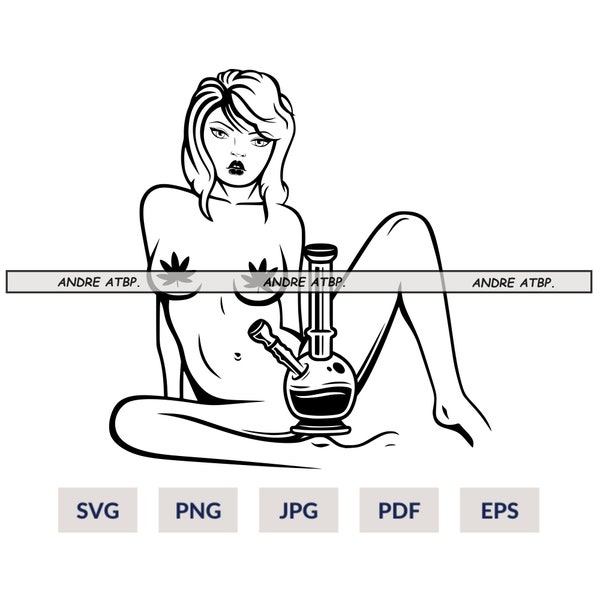 Sexy woman with Cannabis Svg, Marijuana Svg, Smoking Cannabis Svg, Sexy girl svg, Marijuana Leaf, Marijuana Girl, Sexy lady clipart vector