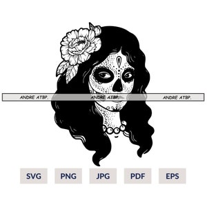 Day of the Dead, Sugar skull svg, Skull girl svg, Lady Day of the Dead svg ,Skull svg, Death svg, Silhouette cameo Cut files for cricut Svg