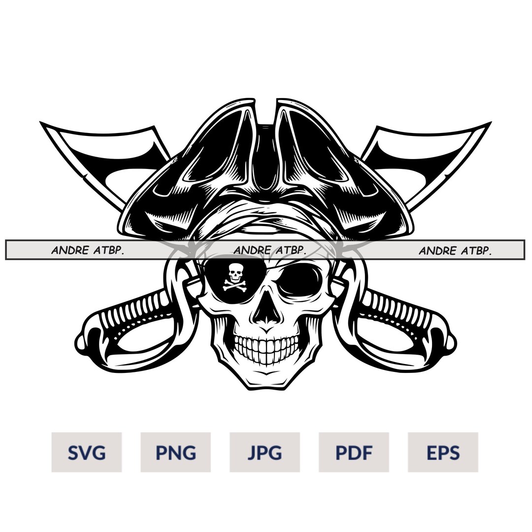 Pirate Skull With Crossed Swords Svg | Pirate SVG | Skull Svg | Pirate ...