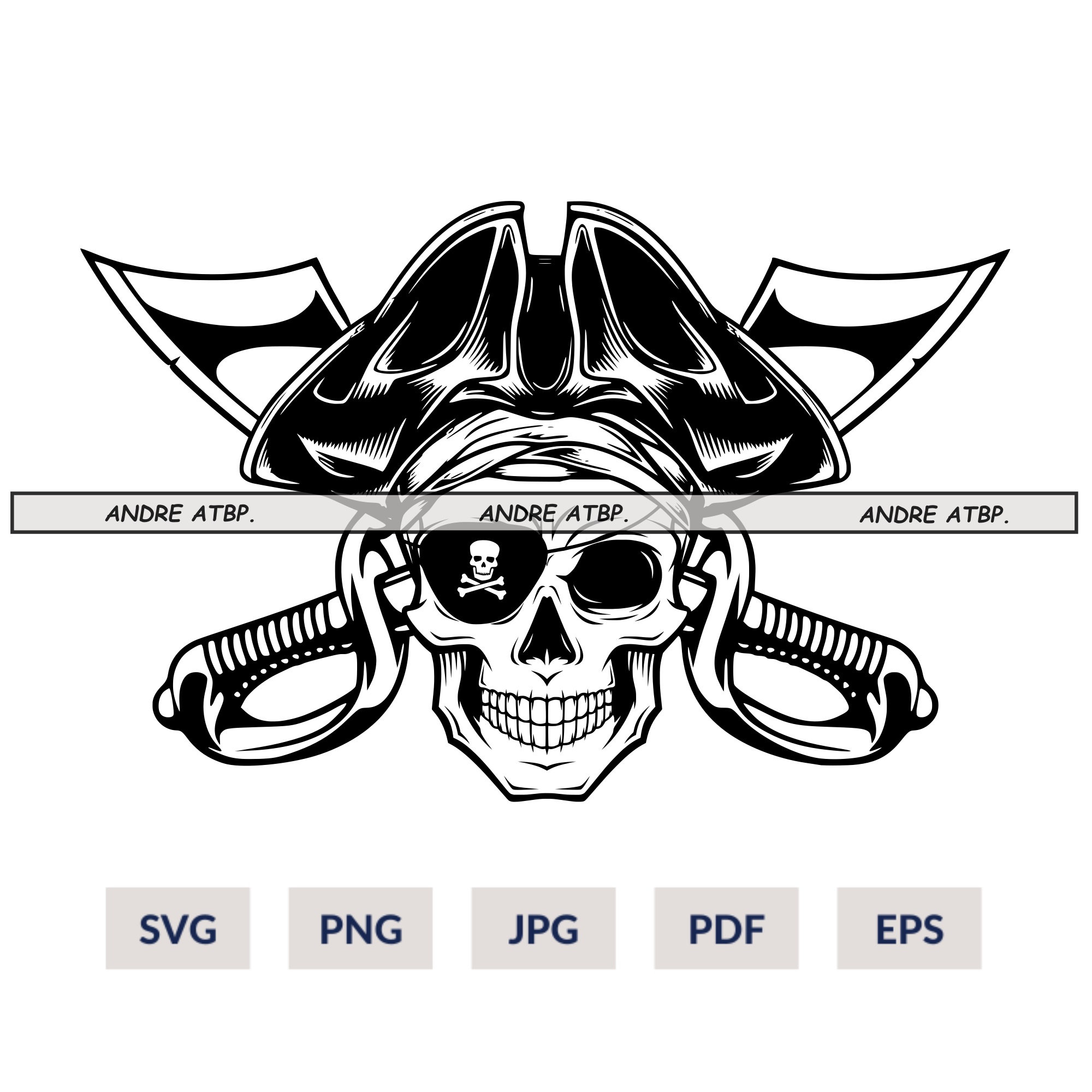 Pirate Skull With Crossed Swords Svg | Pirate SVG | Skull Svg | Pirate ...