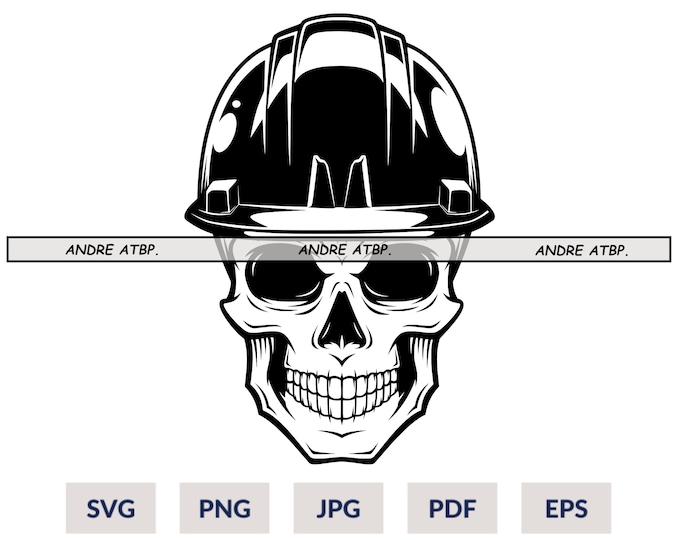 Skull With Hard Hat SVG - Cricut, Silhouette | Vector Construction ...