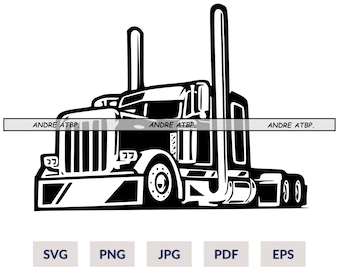 Camión semirremolque SVG, Camión semirremolque PNG, Conductor de camión PNG, Camionero SVG, Camión de 18 ruedas SVG, Clipart de camión, Archivos de corte para Cricut, Clipart, SVG, PNG, EPS