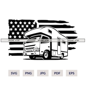 US Camper Van SVG Cut File | White Van, Van Life, Camping, Van Outline, Van Clipart SVG Files | Instant Digital Download