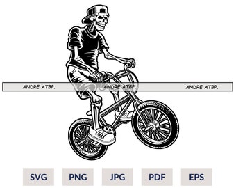 Skeleton Riding Bicycle SVG | Cycling SVG | Bike SVG | Bmx Athlete Biking | Cutting File Clipart Vector Digital Psd Png Eps