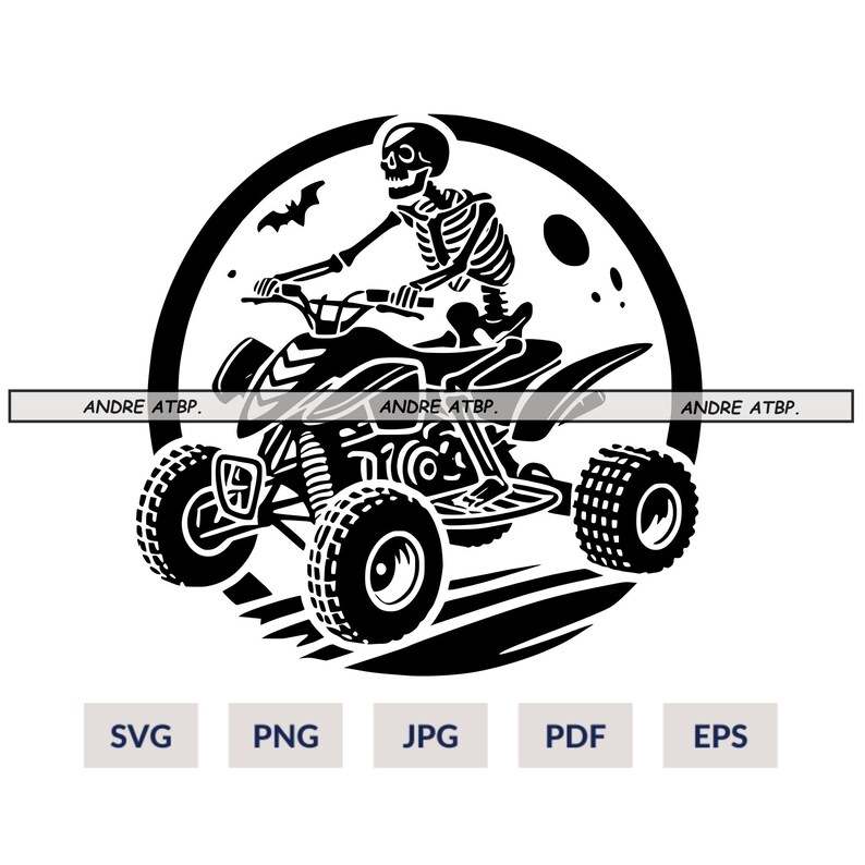 Skeleton Riding ATV Clipart Halloween Skull Quad Bike Clip Art Digital ...