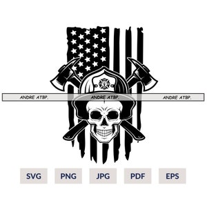 US Firefighter Skull Svg | Firefighter svg | US Firefighter svg | Firefighter Shirt | Firefighter Png | Firefighter Clipart | Cutting files
