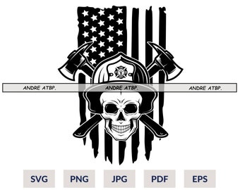 US Firefighter Skull Svg | Firefighter svg | US Firefighter svg | Firefighter Shirt | Firefighter Png | Firefighter Clipart | Cutting files