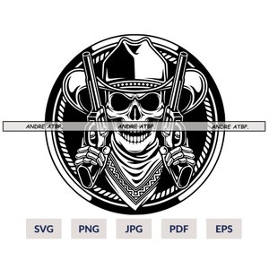 Cowboy Skull Svg | Western Skull Svg | Western Cowboy Skeleton Svg | Cowboy Skull Png | Skull Svg | Bearded skull Png | Skull cowboy cricut