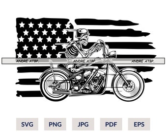US Skeleton Riding Motorcycle Svg, Dead Skeleton Rider Svg, Motorbike Svg, Skull Biker Svg, Skeleton Svg, Biker Skull Svg, Biker Shirt